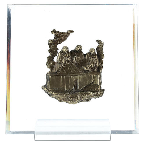 Way of the Cross, 14 stations of bronze on plexiglass, 14 cm 15