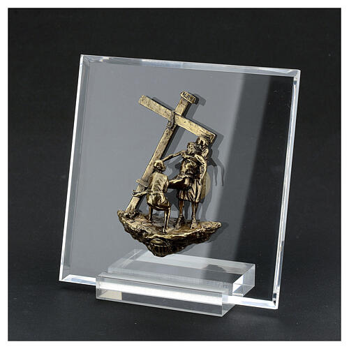 14 Estaciones bronce Vía Crucis muerte Cristo plexiglás Vía Dolorosa 14 cm 2