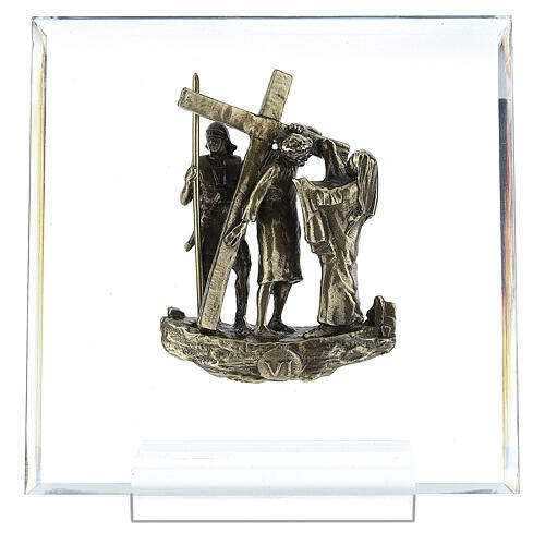 14 Estaciones bronce Vía Crucis muerte Cristo plexiglás Vía Dolorosa 14 cm 7