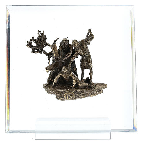 14 Estaciones bronce Vía Crucis muerte Cristo plexiglás Vía Dolorosa 14 cm 10