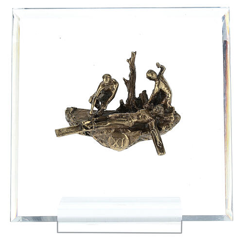 14 Estaciones bronce Vía Crucis muerte Cristo plexiglás Vía Dolorosa 14 cm 12
