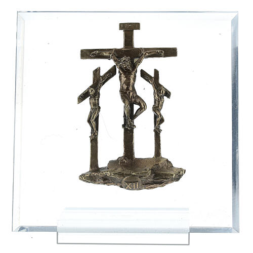 14 Estaciones bronce Vía Crucis muerte Cristo plexiglás Vía Dolorosa 14 cm 13