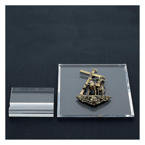 14 Estaciones bronce Vía Crucis muerte Cristo plexiglás Vía Dolorosa 14 cm 16