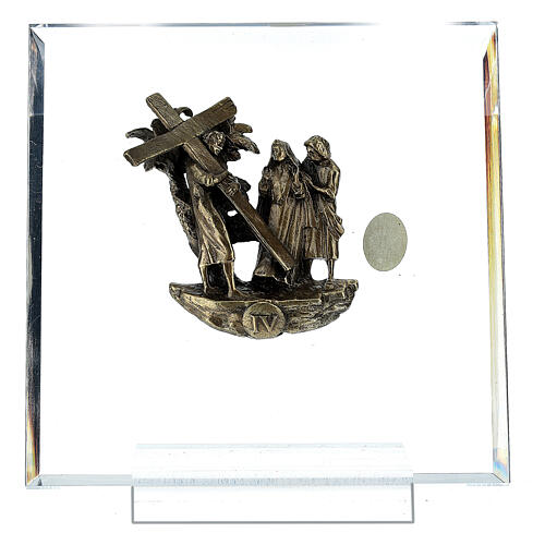 14 Stazioni bronzo Via Crucis morte Cristo plexiglas Via Dolorosa 14 cm 5