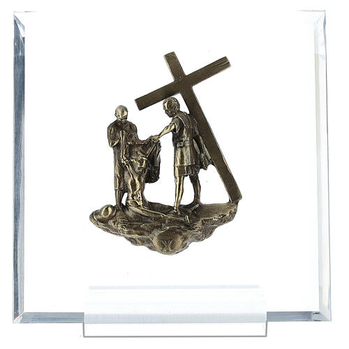 14 Stazioni bronzo Via Crucis morte Cristo plexiglas Via Dolorosa 14 cm 11