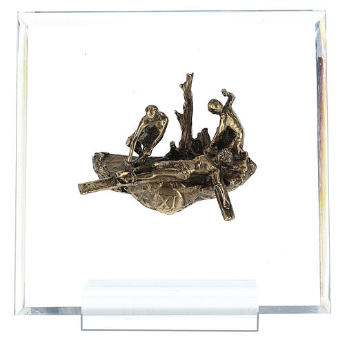 14 Stazioni bronzo Via Crucis morte Cristo plexiglas Via Dolorosa 14 cm 12