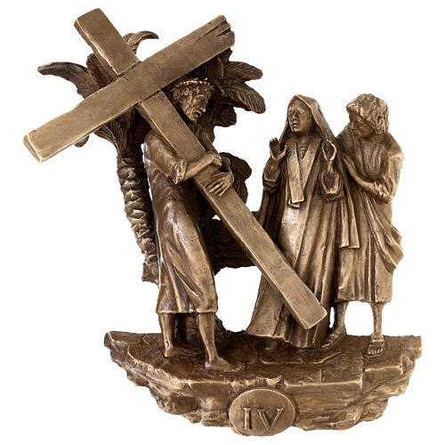 Via Crucis 14 stazioni bronzo appendibili morte Cristo Via Dolorosa 34 cm 5