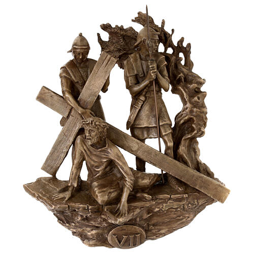 Via Crucis 14 stazioni bronzo appendibili morte Cristo Via Dolorosa 34 cm 10