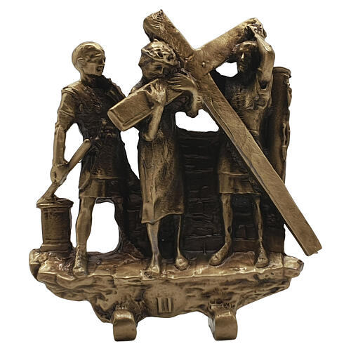 Via Crucis 14 stazioni bronzo appendibili morte Cristo Via Dolorosa 34 cm 3