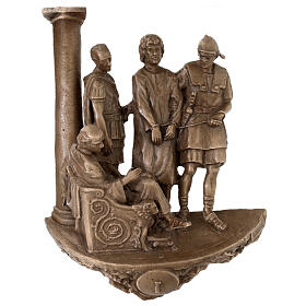 Via Sacra bronze 14 estações de parede Via Dolorosa h 36 cm