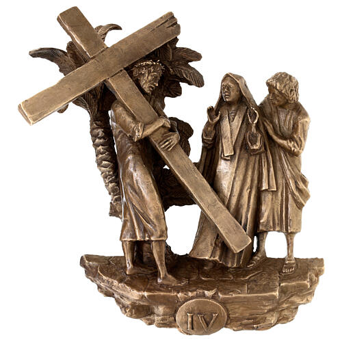 Via Sacra bronze 14 estações de parede Via Dolorosa h 36 cm 7