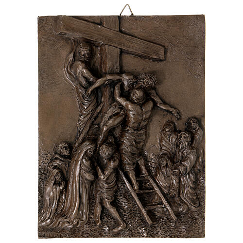 Way of the Cross with 14 stations, resin with bronze finish, 8x6 in 15