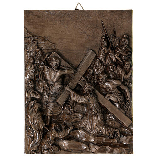 Via Crucis Doré 14 stazioni resina bronzata 20x15 9