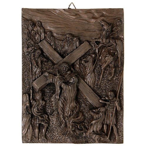 Via Crucis Doré 14 stazioni resina bronzata 20x15 10