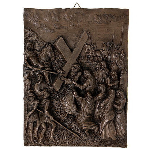 Via Crucis Doré 14 stazioni resina bronzata 20x15 11