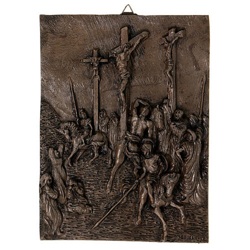 Stations of the Cross in bronzed resin, 14 stations 30x40 cm 14