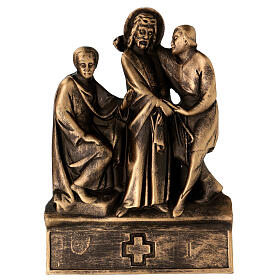 Way of the Cross Pergolino, 14 stations, marble dust with bronze finish, 14x9.5 in