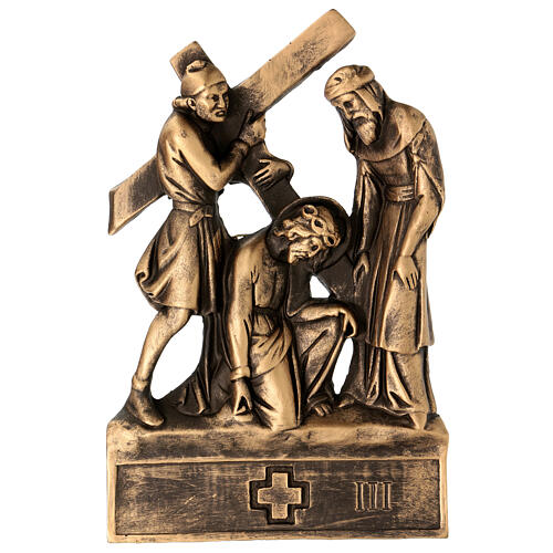 Way of the Cross Pergolino, 14 stations, marble dust with bronze finish, 14x9.5 in 4