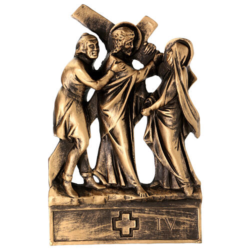 Way of the Cross Pergolino, 14 stations, marble dust with bronze finish, 14x9.5 in 5