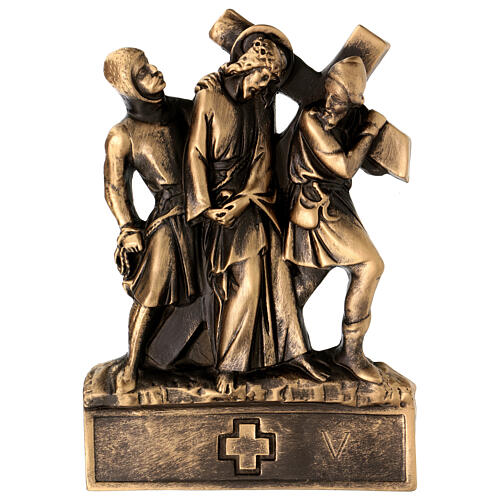 Way of the Cross Pergolino, 14 stations, marble dust with bronze finish, 14x9.5 in 6
