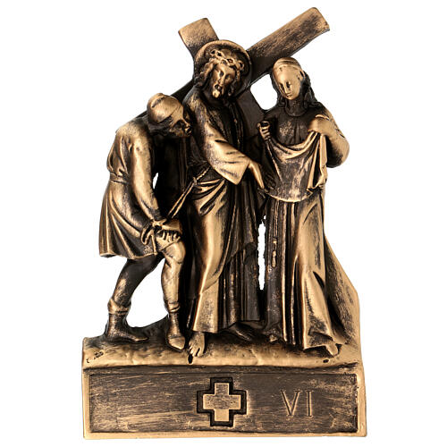 Way of the Cross Pergolino, 14 stations, marble dust with bronze finish, 14x9.5 in 7