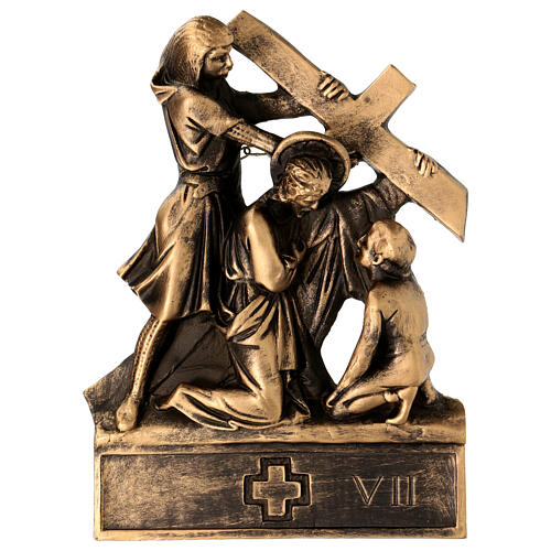 Way of the Cross Pergolino, 14 stations, marble dust with bronze finish, 14x9.5 in 8