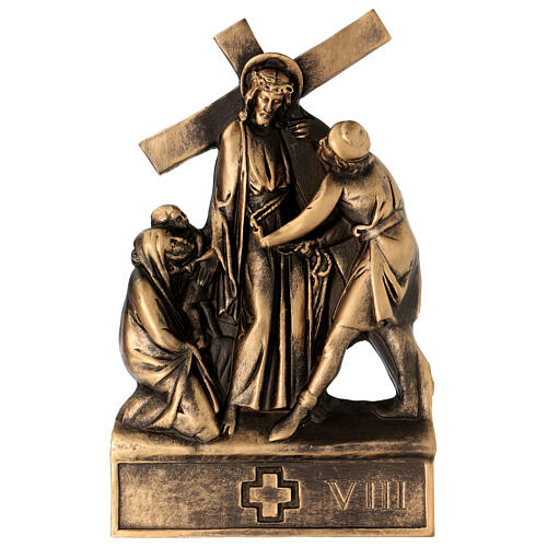 Way of the Cross Pergolino, 14 stations, marble dust with bronze finish, 14x9.5 in 9
