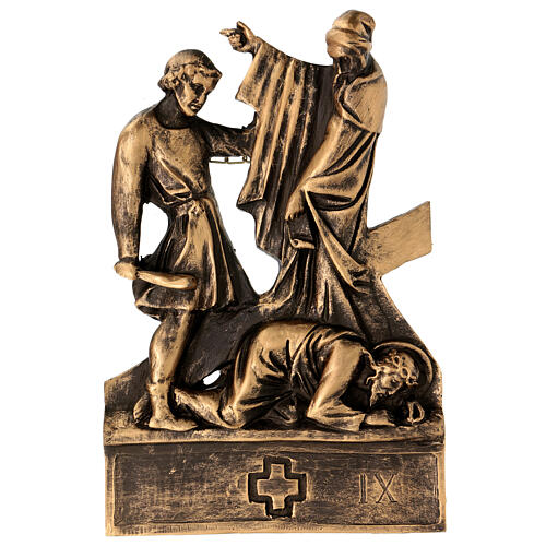 Way of the Cross Pergolino, 14 stations, marble dust with bronze finish, 14x9.5 in 10