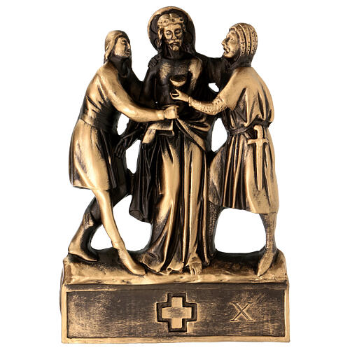 Way of the Cross Pergolino, 14 stations, marble dust with bronze finish, 14x9.5 in 11