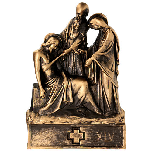 Way of the Cross Pergolino, 14 stations, marble dust with bronze finish, 14x9.5 in 15