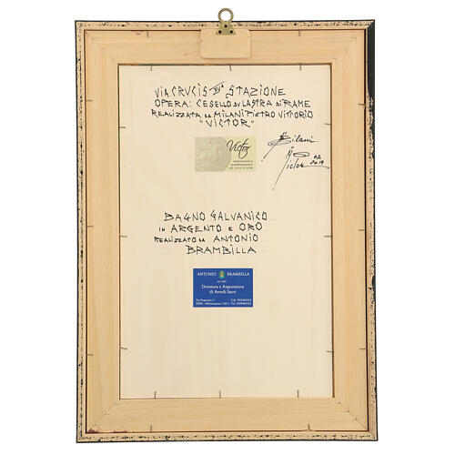 Via Crucis 15 stazioni rame cesellato galvanizzato 60x40 4