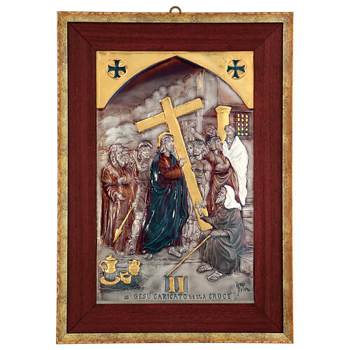 Droga Krzyżowa 15 stacji, miedź rzeźbiona galwanizowana, 60x40 cm 6