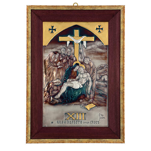 Way of the Cross 15 stations chiseled galvanized copper 60x40 17