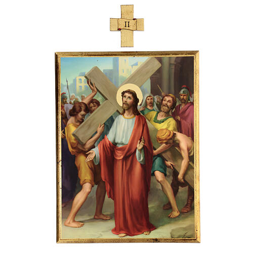 Vía Crucis 15 estaciones cuadros madera impresa 40x30 3