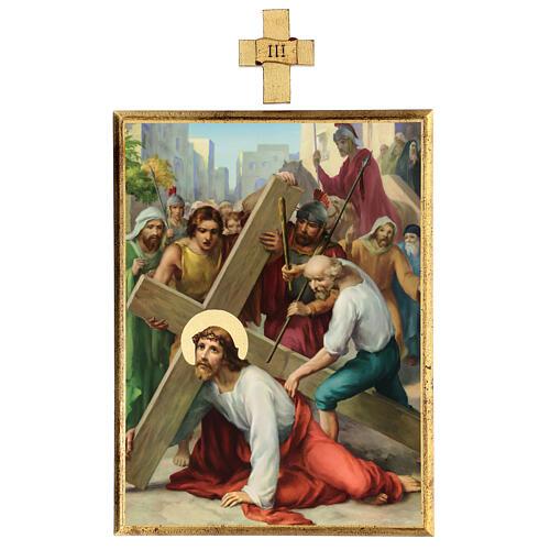 Vía Crucis 15 estaciones cuadros madera impresa 40x30 4