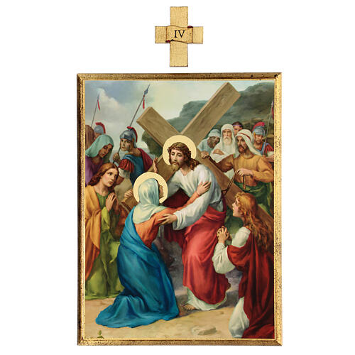 Vía Crucis 15 estaciones cuadros madera impresa 40x30 5