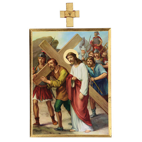 Vía Crucis 15 estaciones cuadros madera impresa 40x30 6