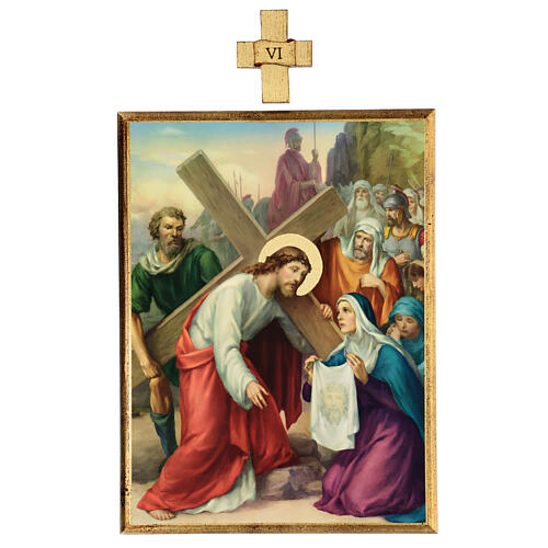 Vía Crucis 15 estaciones cuadros madera impresa 40x30 7