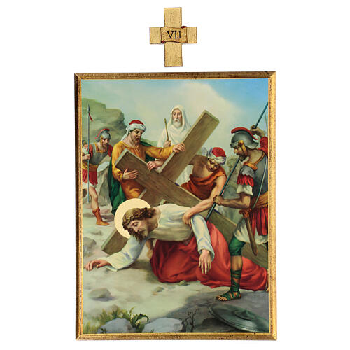 Vía Crucis 15 estaciones cuadros madera impresa 40x30 8