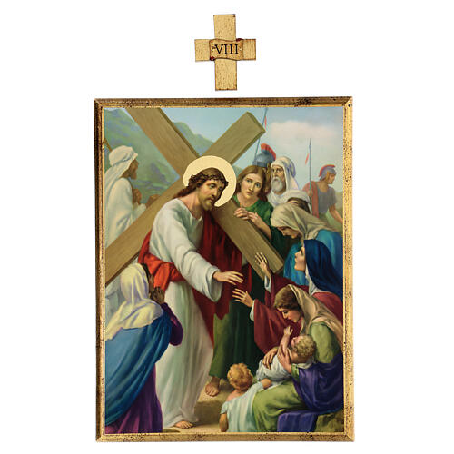 Vía Crucis 15 estaciones cuadros madera impresa 40x30 9