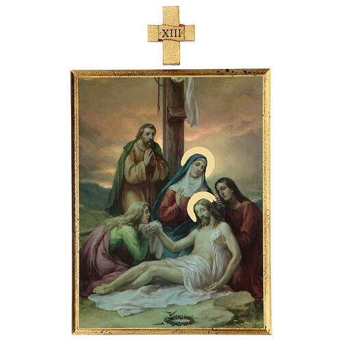 Vía Crucis 15 estaciones cuadros madera impresa 40x30 14