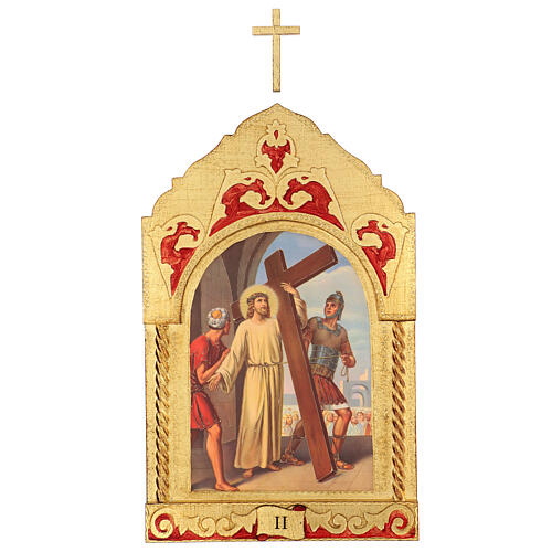Trittico Via Crucis legno di pioppo 55x35 15 stazioni 4