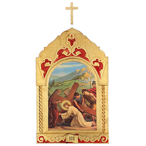 Trittico Via Crucis legno di pioppo 55x35 15 stazioni 5