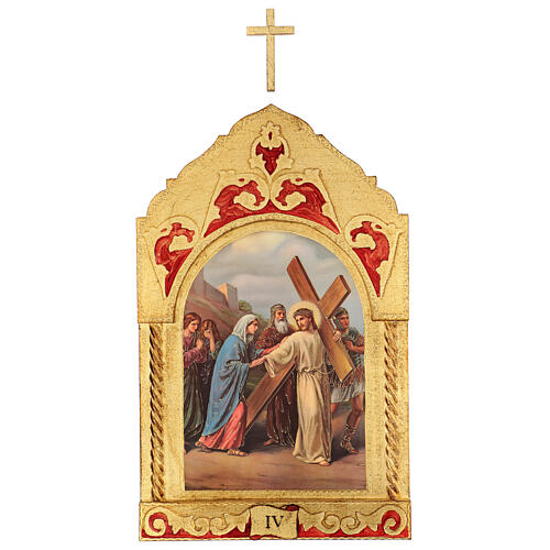Trittico Via Crucis legno di pioppo 55x35 15 stazioni 6