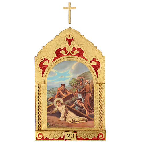 Trittico Via Crucis legno di pioppo 55x35 15 stazioni 9