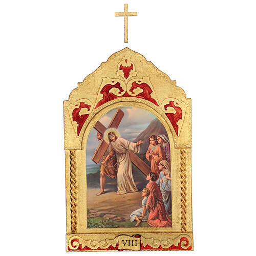 Trittico Via Crucis legno di pioppo 55x35 15 stazioni 10