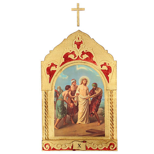 Trittico Via Crucis legno di pioppo 55x35 15 stazioni 12