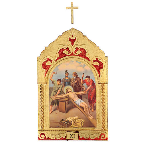Trittico Via Crucis legno di pioppo 55x35 15 stazioni 13