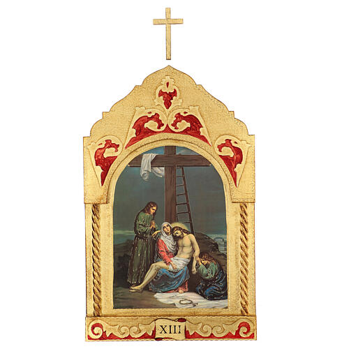 Trittico Via Crucis legno di pioppo 55x35 15 stazioni 15
