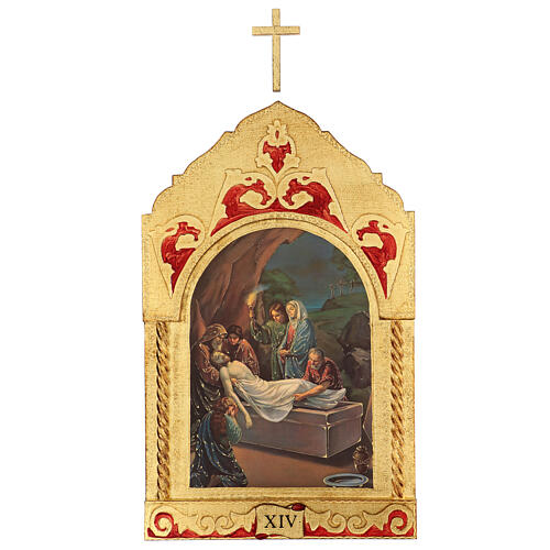 Trittico Via Crucis legno di pioppo 55x35 15 stazioni 16